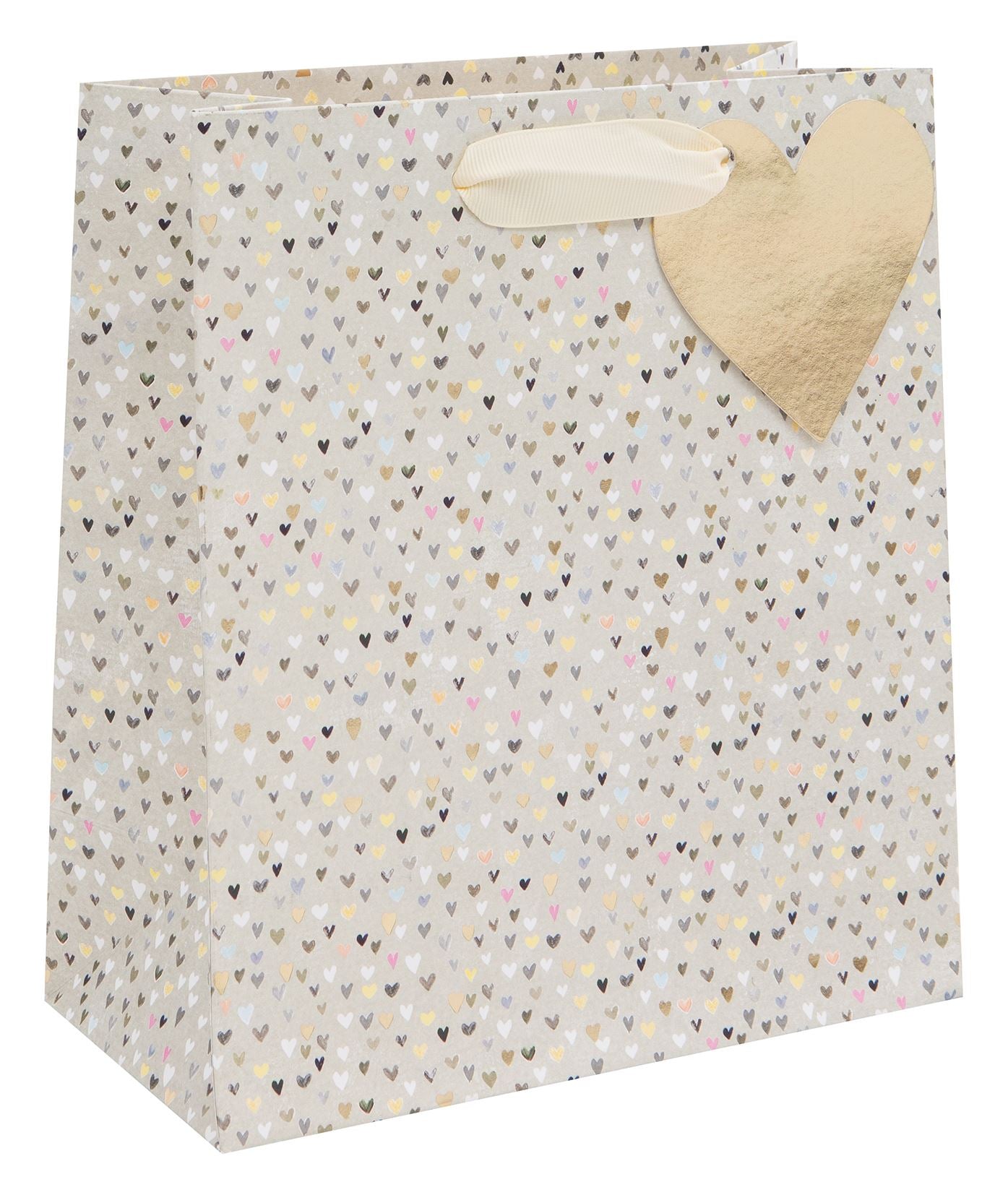 Beige Hearts Medium Giftbag