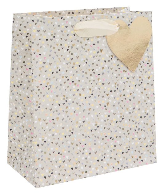 Beige Hearts Medium Giftbag