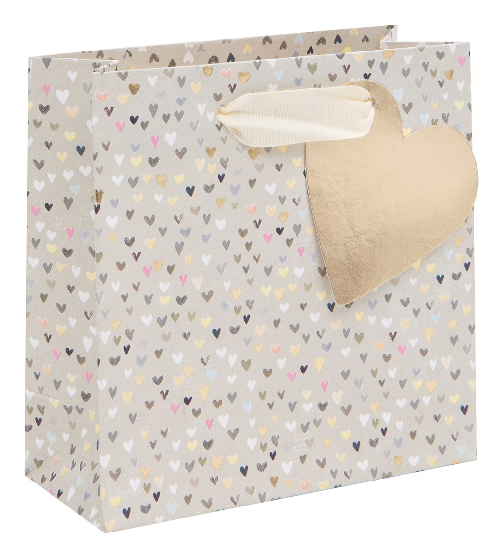 Beige Hearts Small Giftbag