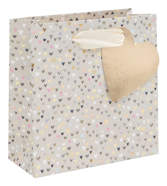 Beige Hearts Small Giftbag