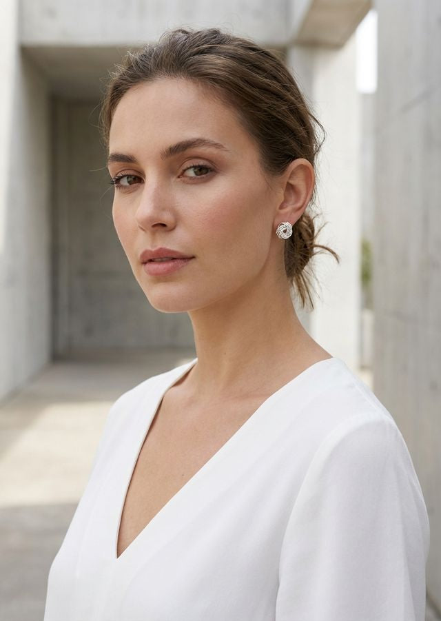 Envy Twisted Stud Earrings Silver