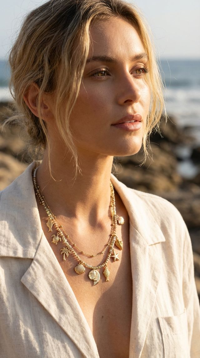 Envy Shell Charm Necklace Gold