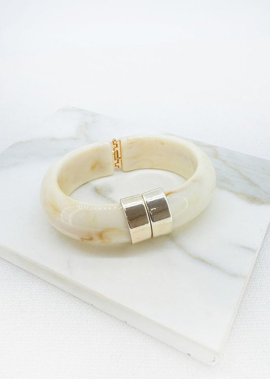 Envy Resin Bangle Gold & White