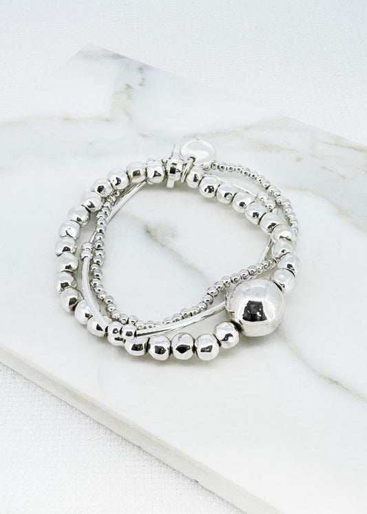 Envy Beaded Bracelet Silver
