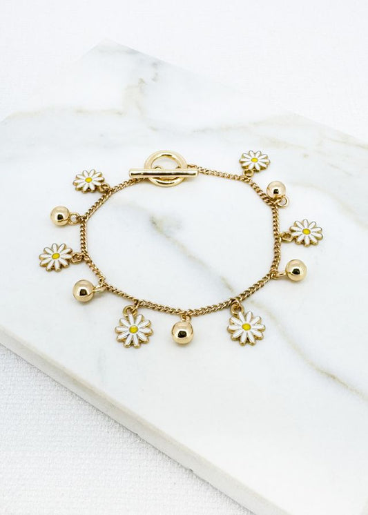 Envy Daisy Charm Bracelet Gold
