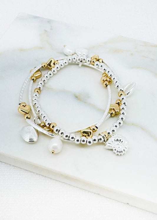 Envy Shell Charm Bracelet Silver
