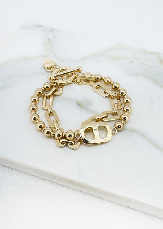 Envy T Bar Bracelet Gold