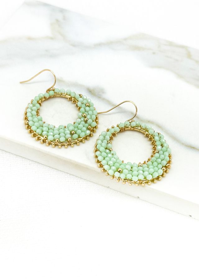 Envy Beaded Disc Earrings Gold