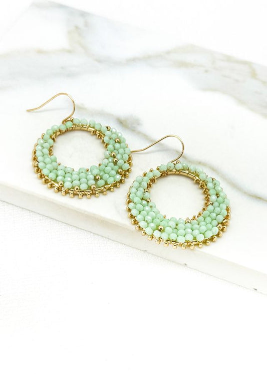 Envy Beaded Disc Earrings Gold