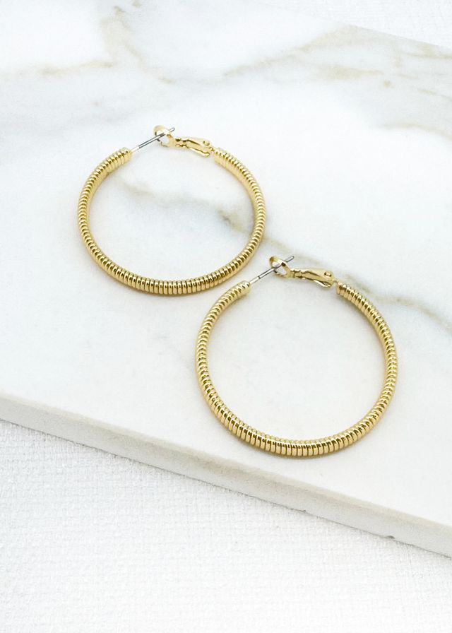 Envy Textured Hoop Earrings Gold