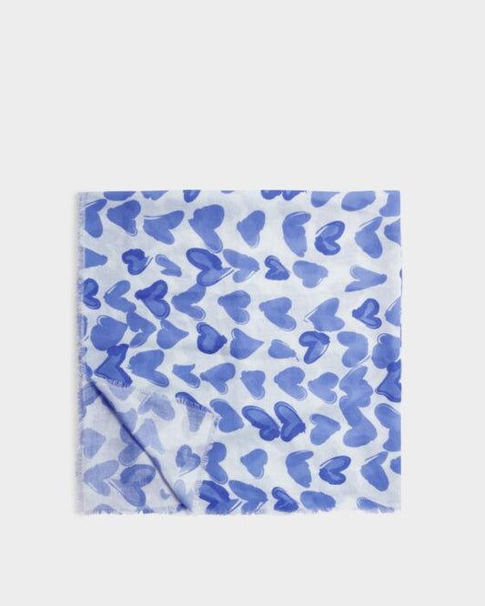 Katie Loxton abstract Heart Print Scarf Blue & White