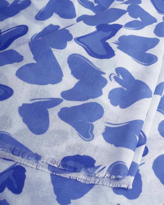 Katie Loxton abstract Heart Print Scarf Blue & White