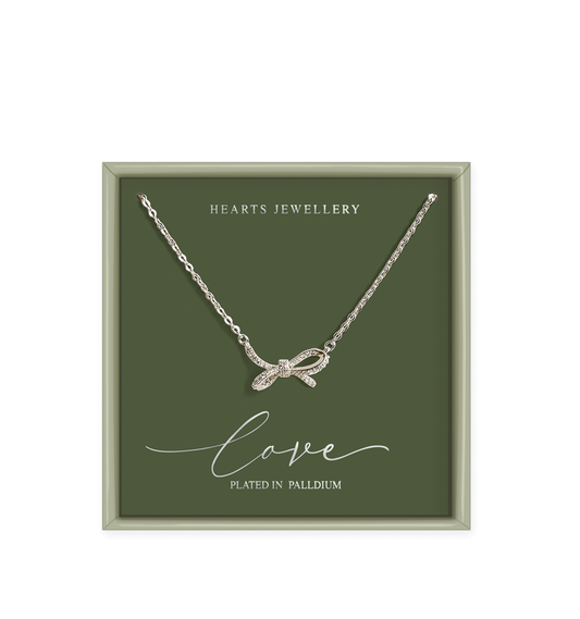 Palladium Plated Cubic Zirconia Bow Necklace.