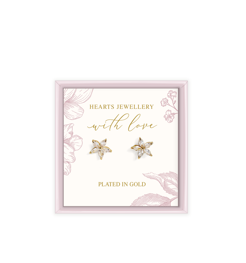 Gold Plated Cubic Zirconia Heart Studs