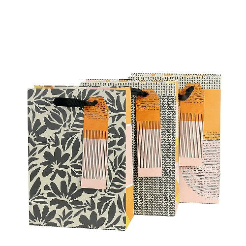Black & Orange Abstract Medium Gift Bags