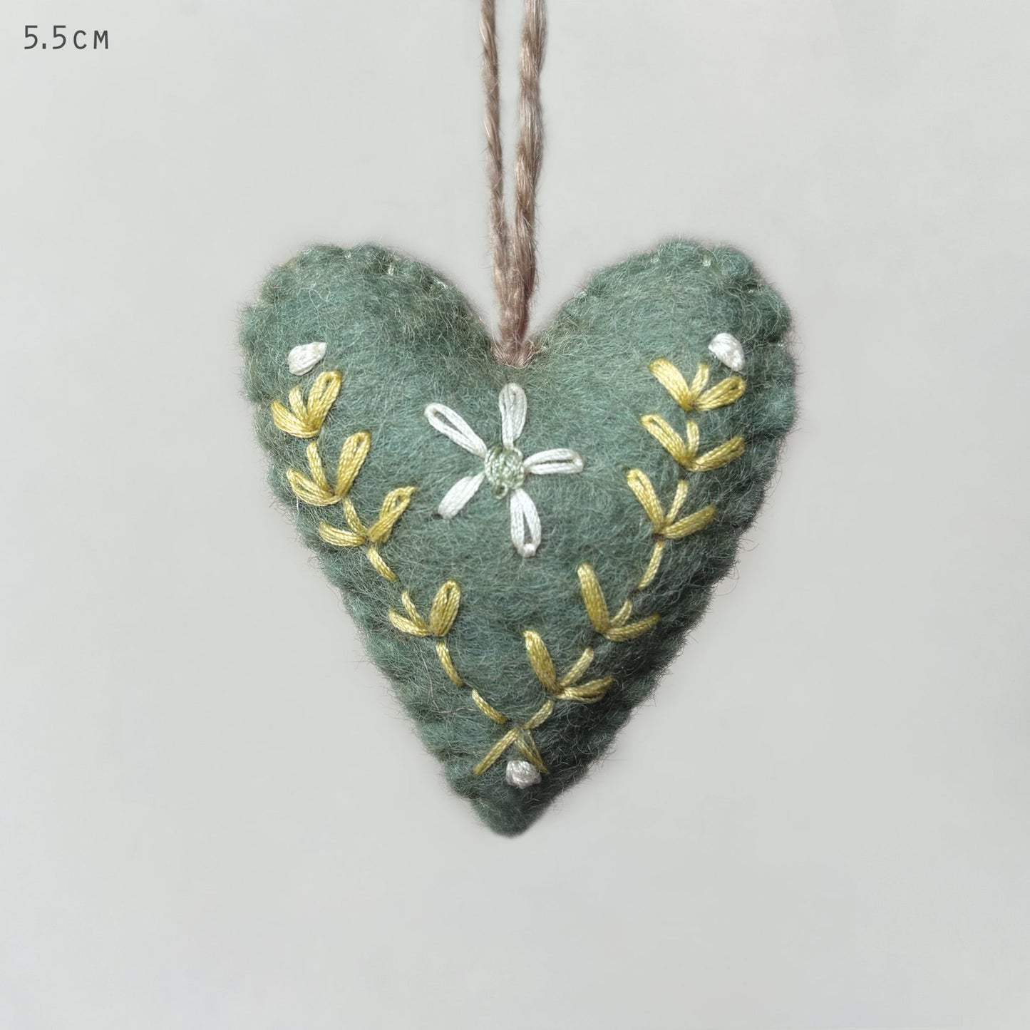 Felt Folk Art Heart Green
