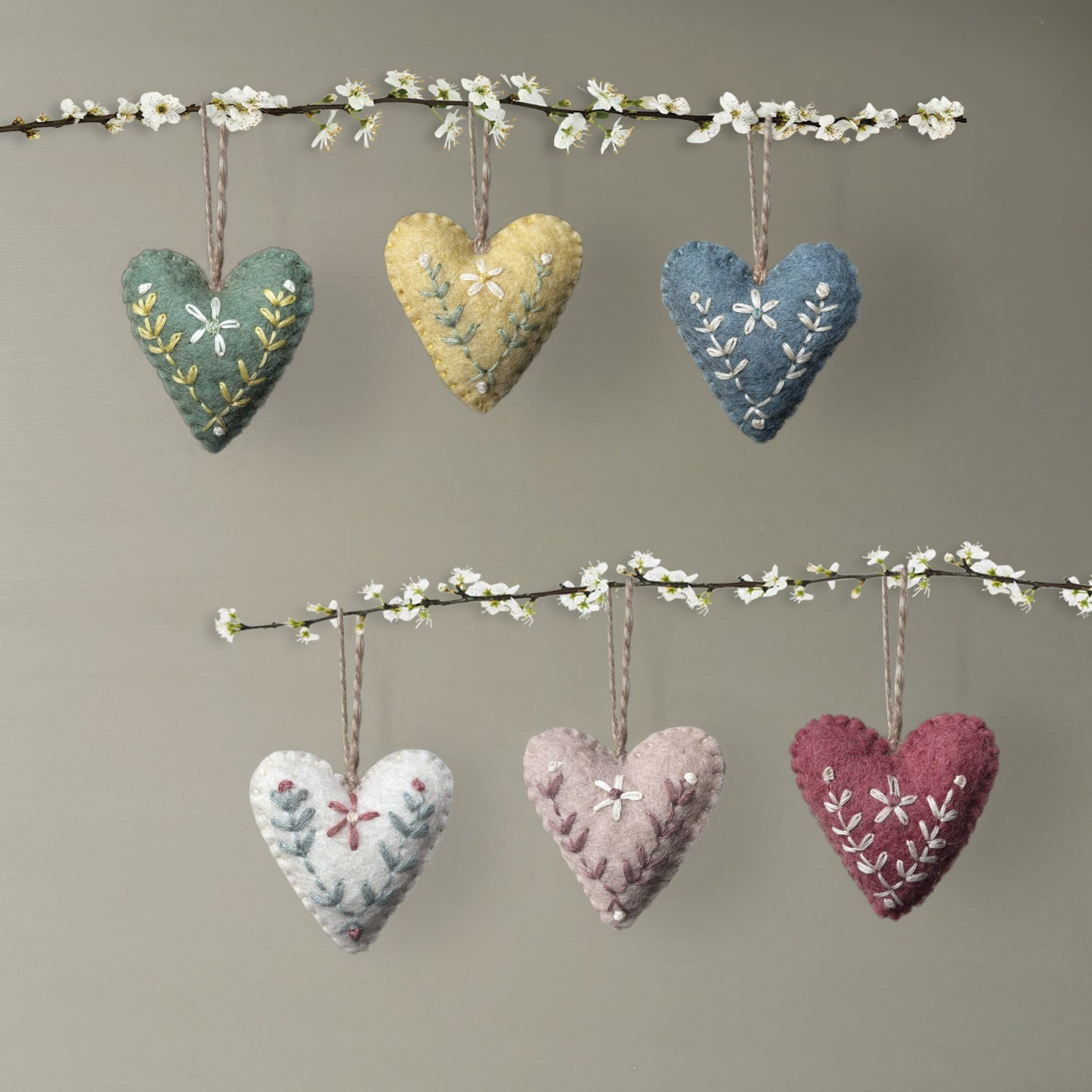 Felt Folk Art Heart Pink