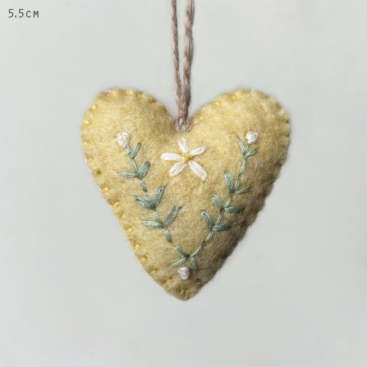 Felt Folk Art Heart Yellow