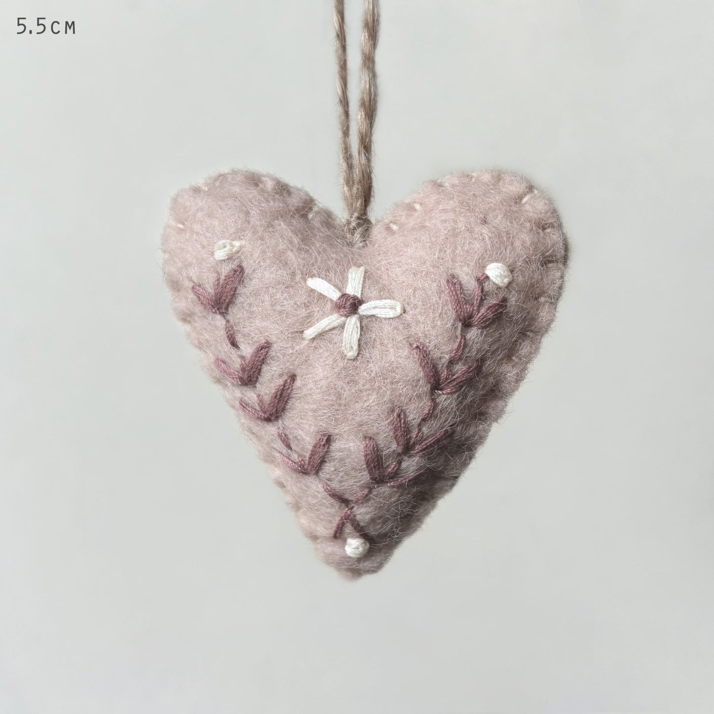 Felt Folk Art Heart Pink