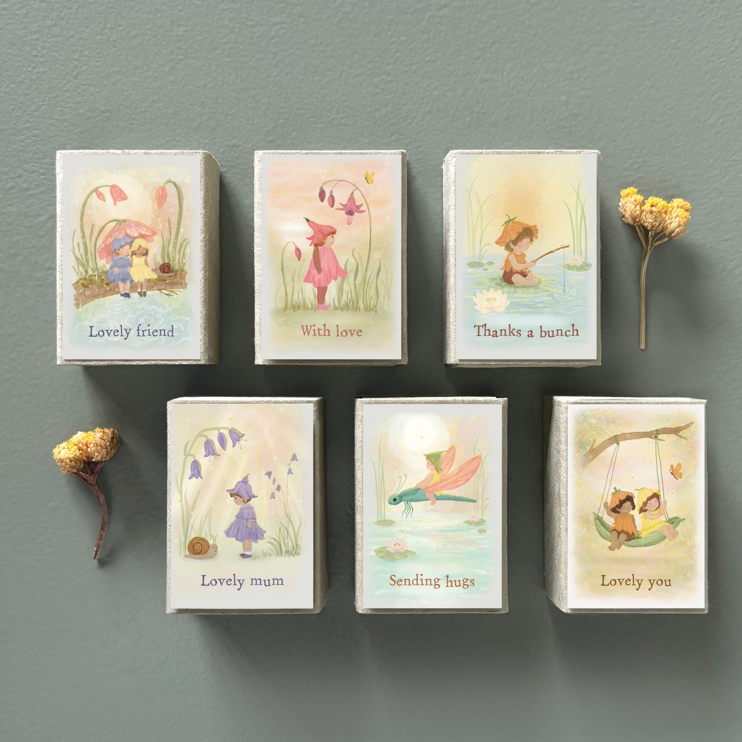 Matchbox Vase With Dried Flowers- Lovely Friend