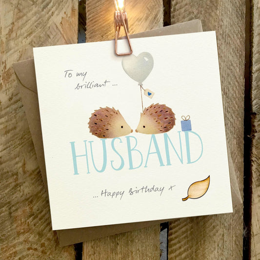 Husband Happy Birthday Hedgehog Greetings Card