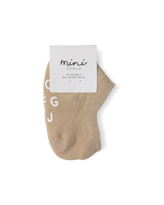 Alphabet No Show Baby Socks Sand
