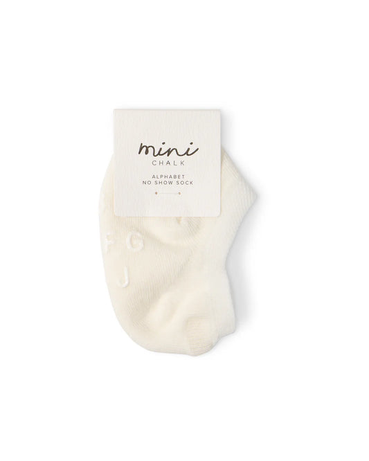 Alphabet No Show Baby Socks Ivory