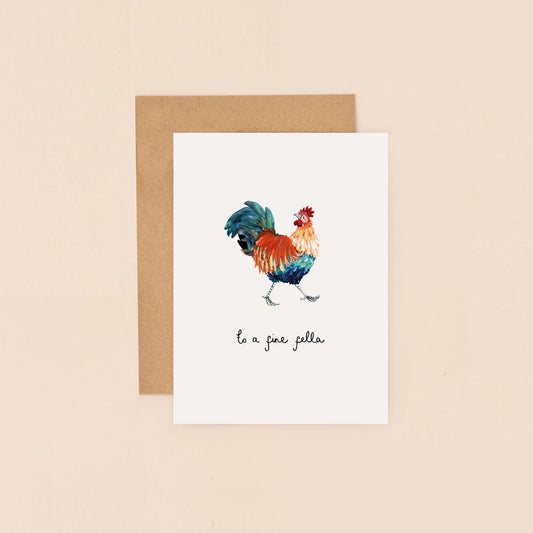 Fine Fella Rooster Mini Greetings Card