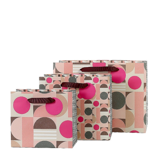 Pink & Cream Circle Design Mixed Sizes Gift Bags