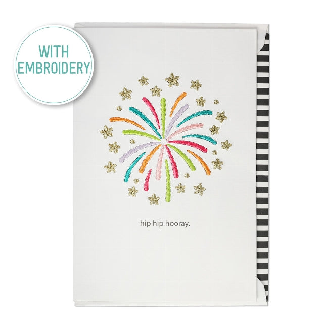 Hip Hip Hooray Embroidered Greetings Card