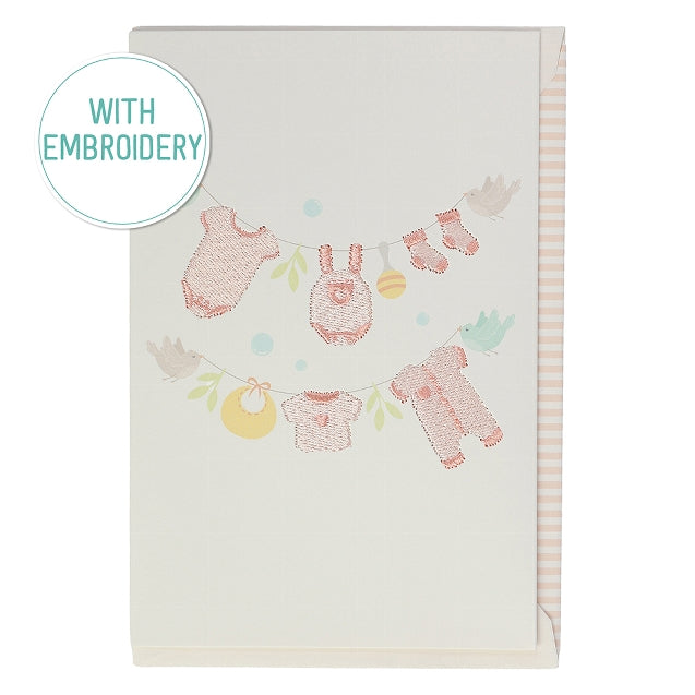Baby Girl Embroidered Greetings Card
