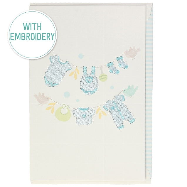 Baby Boy Embroidered Greetings Card