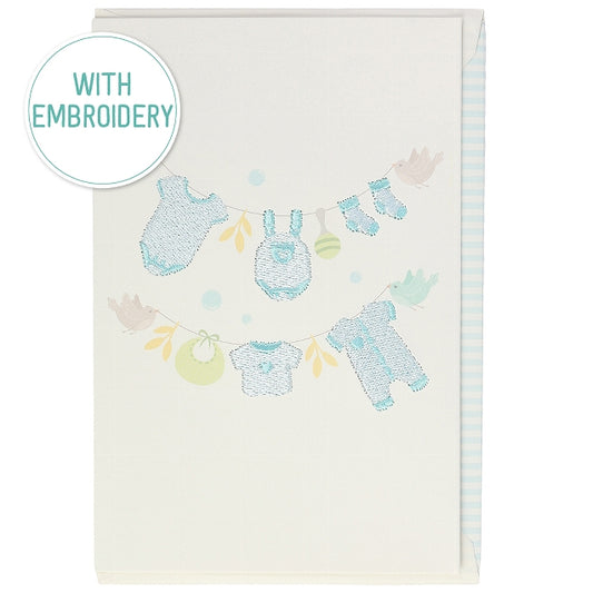 Baby Boy Embroidered Greetings Card