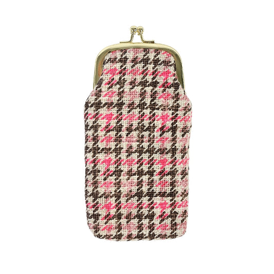 Pink & Brown Cross-stitch Design Glasses Case