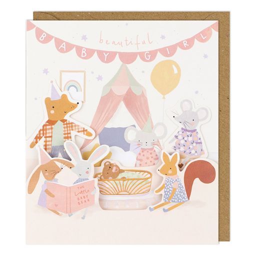 Fold Out Baby Girl Greetings Card