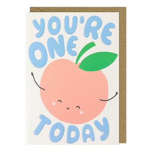 Peach 1st Birthday Greetings Card