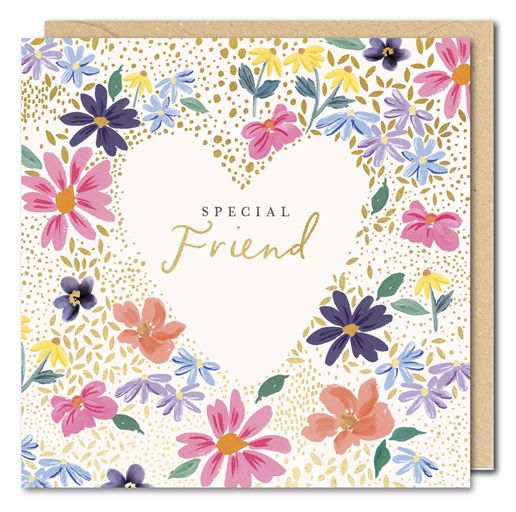 Special Friend Floral Heart Greetings Card