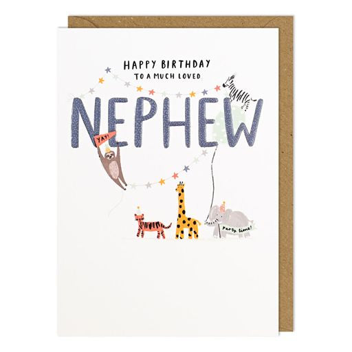 Nephew Animal Birthday Greetings Card