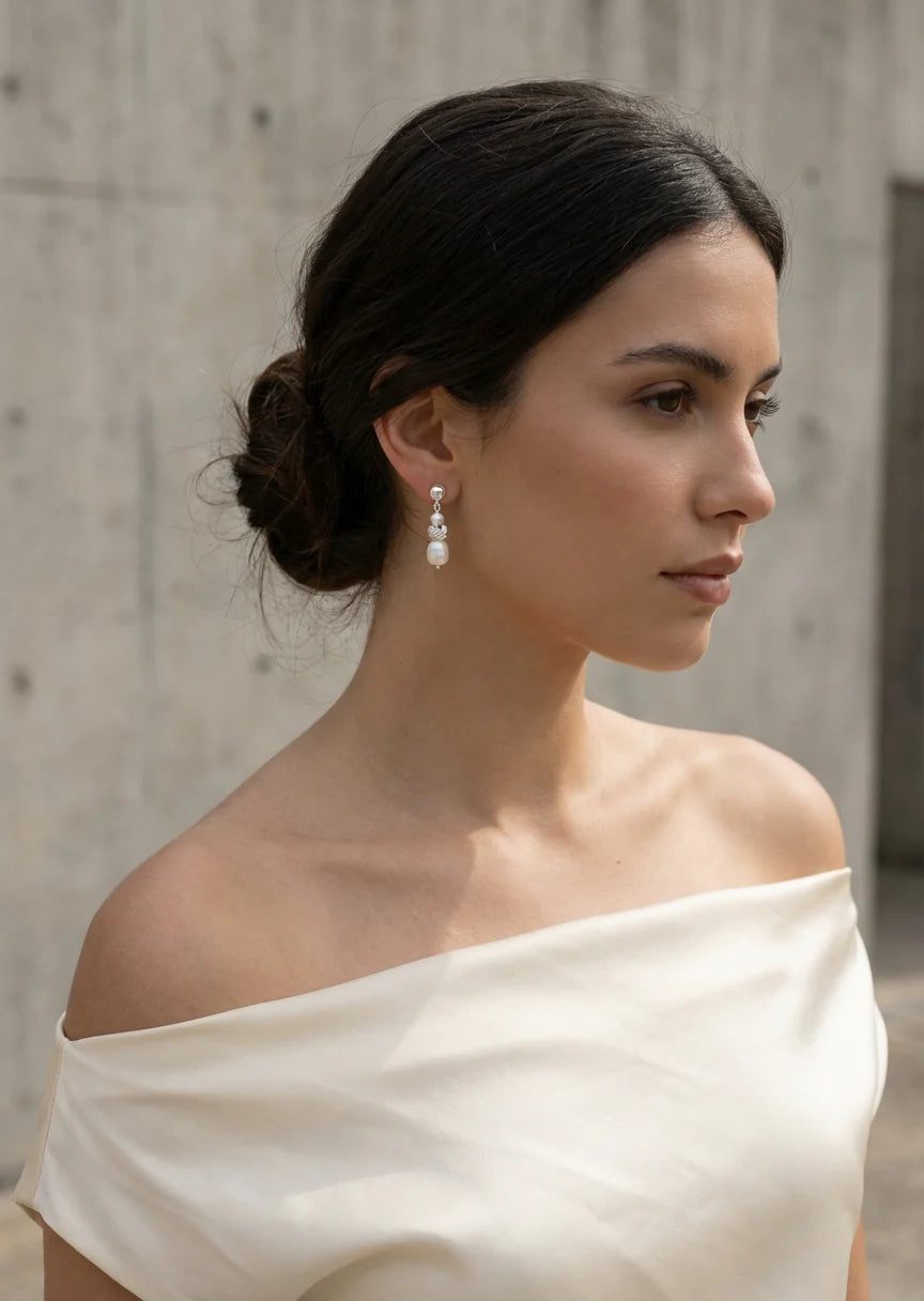 Envy Silver Knot & Pearl Drop Earrings