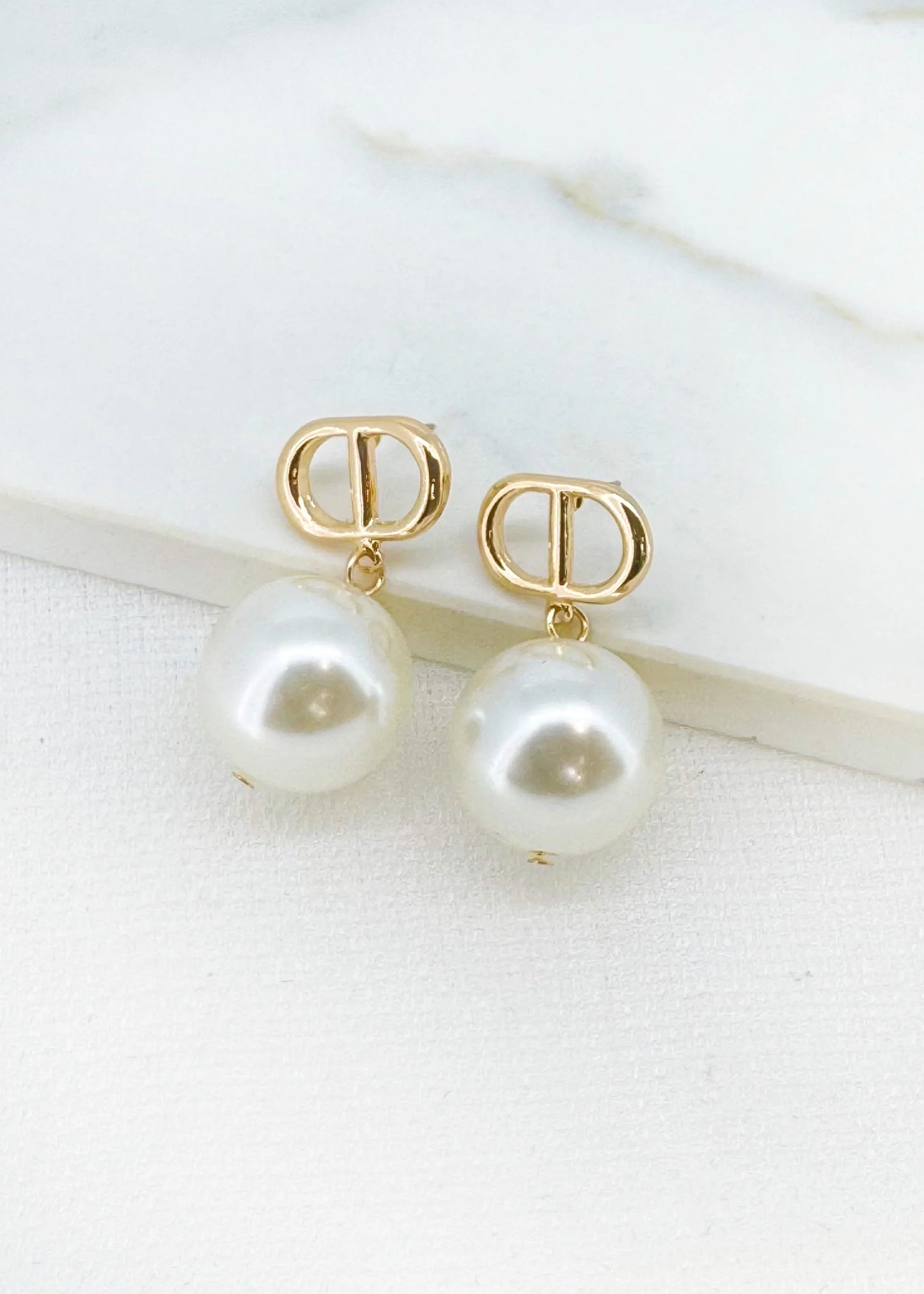 Envy Gold Large Pearl Drop Earrings