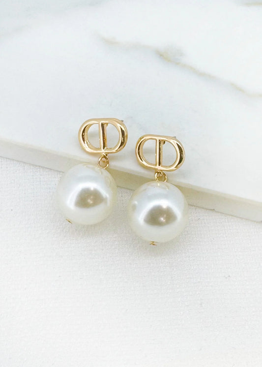 Envy Gold Large Pearl Drop Earrings