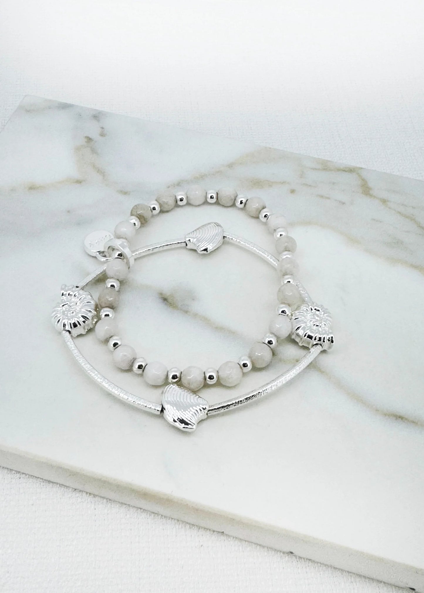 Envy Stretch Beaded Bracelet Silver