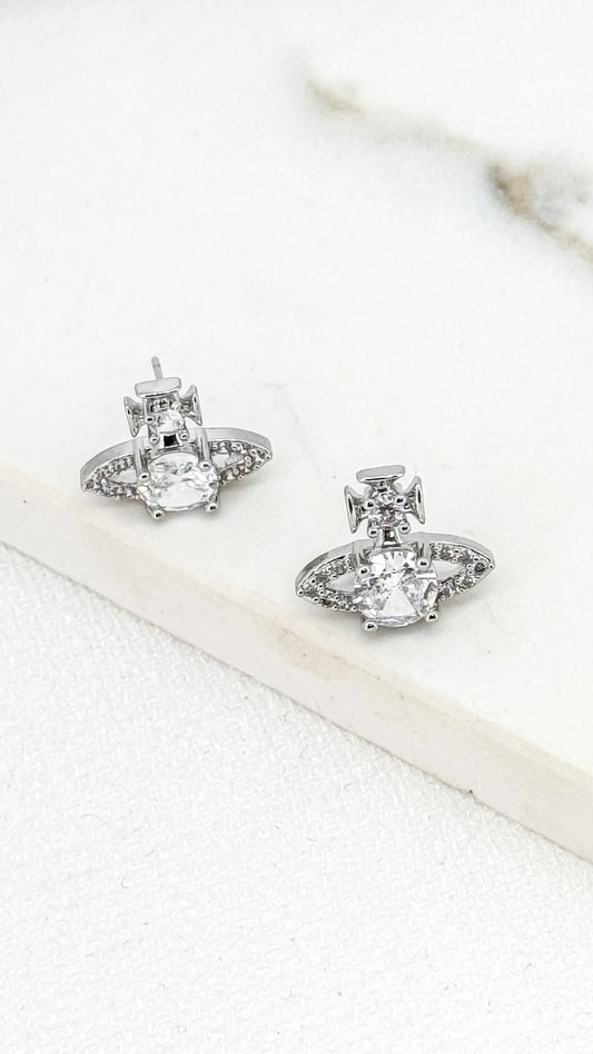 Envy Silver Diamante Stud Earrings