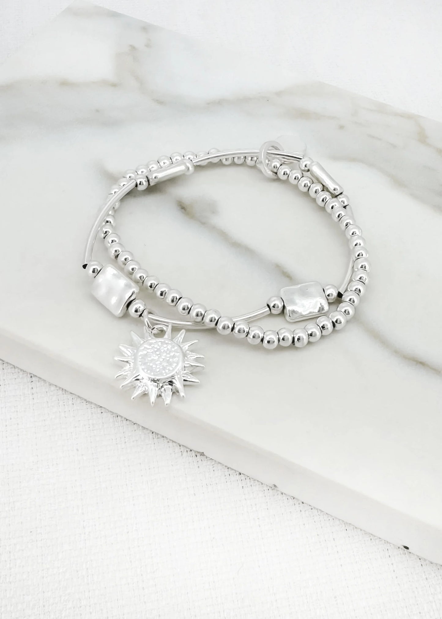 Envy Silver Layered Stretch Bracelets