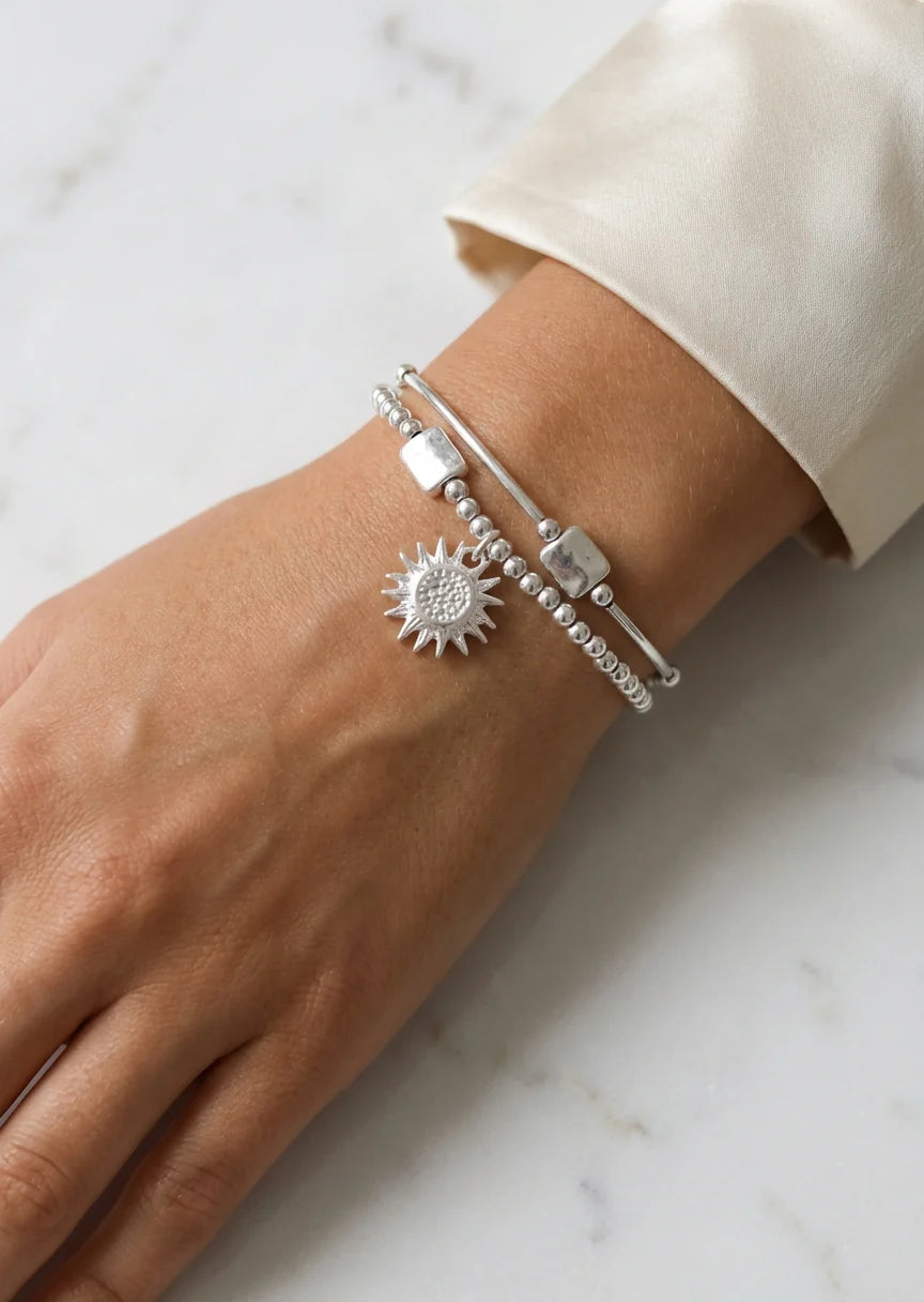 Envy Silver Layered Stretch Bracelets