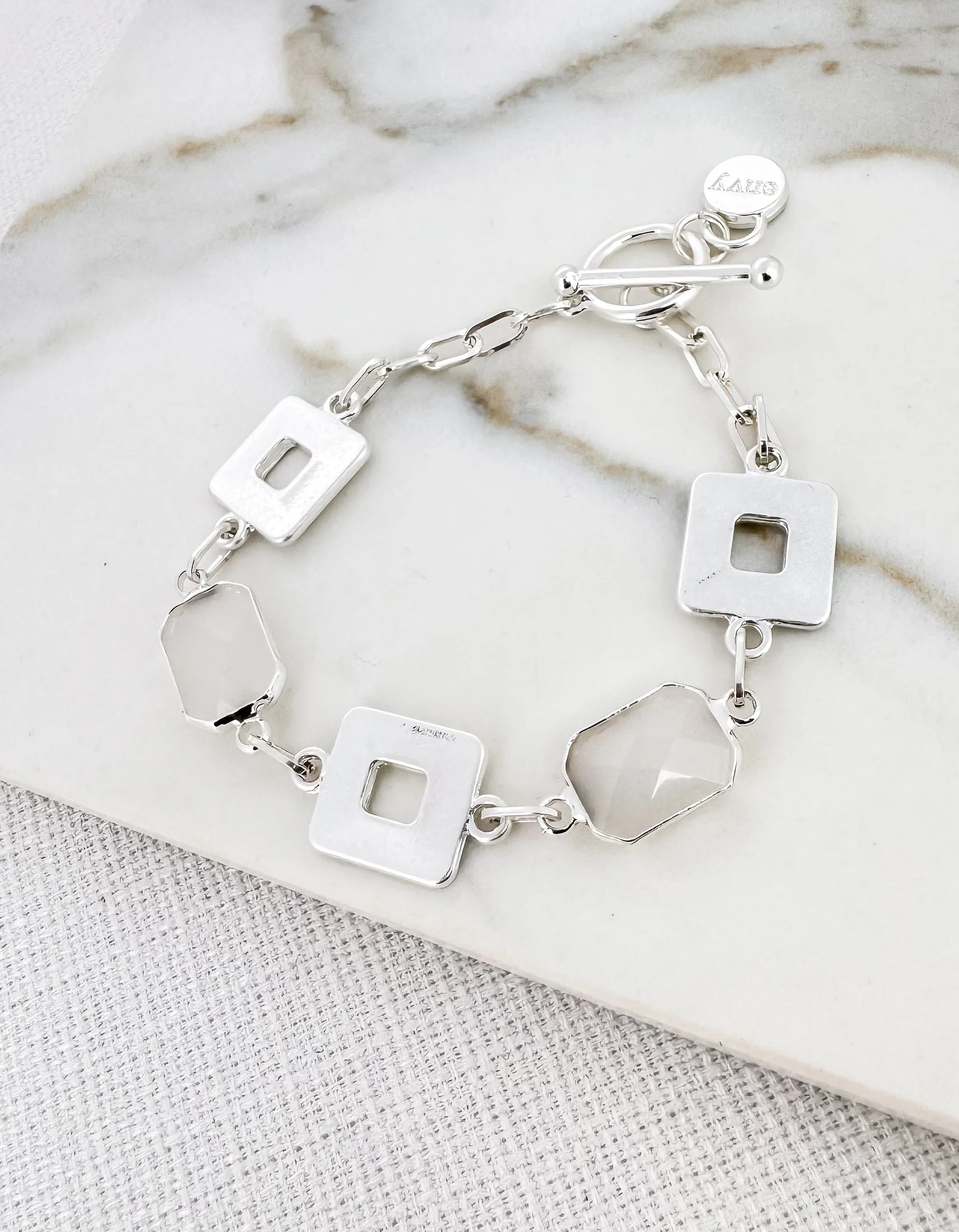 Envy Silver Square T Bar Bracelet