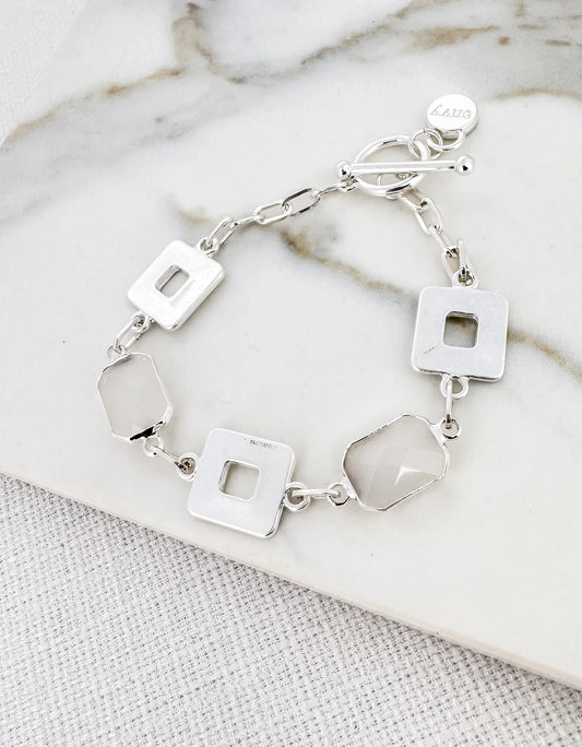 Envy Silver Square T Bar Bracelet