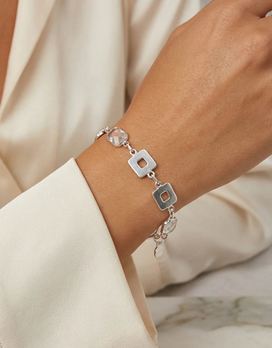 Envy Silver Square T Bar Bracelet