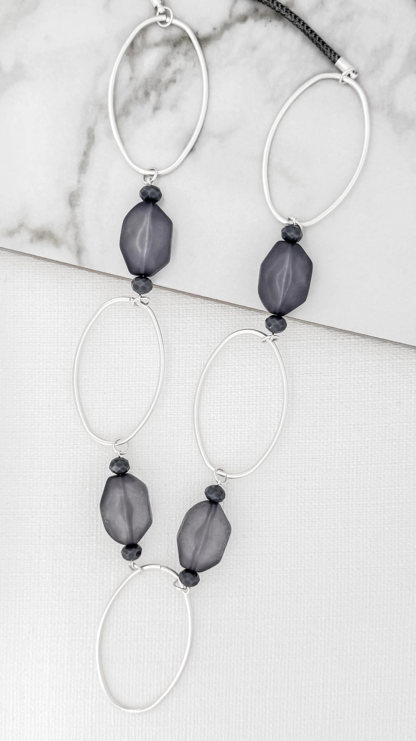 Envy Long Chord Necklace With Silver Hoops