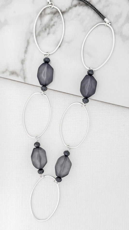 Envy Long Chord Necklace With Silver Hoops